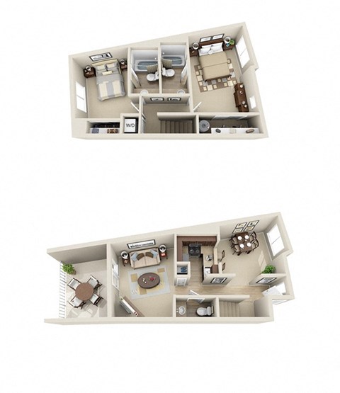 Floor plan for 2 beds, 2 baths, 1100 sqft